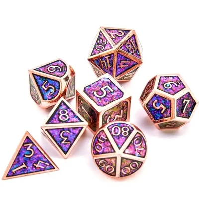 Shining Golden Powder Solid Metal Dice Set Board Game Dragon And Dungeon DND RPG