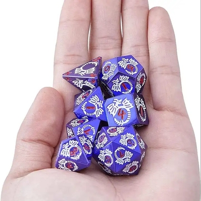 multi faceted solid metal dice set DND RPG Colorful Flying Dragon Crucho Board Game