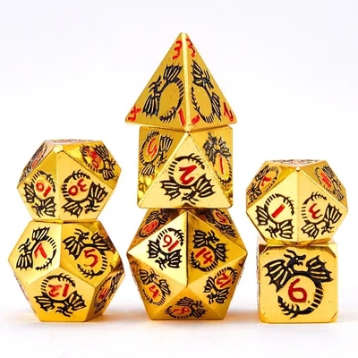 multi faceted solid metal dice set DND RPG Colorful Flying Dragon Crucho Board Game