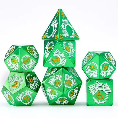 multi faceted solid metal dice set DND RPG Colorful Flying Dragon Crucho Board Game