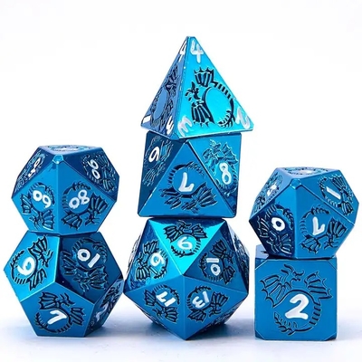 multi faceted solid metal dice set DND RPG Colorful Flying Dragon Crucho Board Game