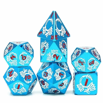 multi faceted solid metal dice set DND RPG Colorful Flying Dragon Crucho Board Game