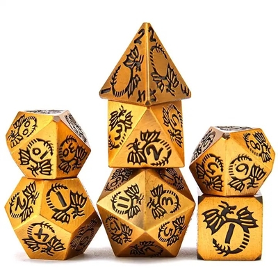 multi faceted solid metal dice set DND RPG Colorful Flying Dragon Crucho Board Game