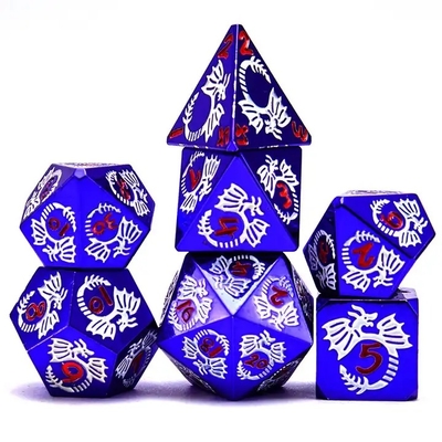 multi faceted solid metal dice set DND RPG Colorful Flying Dragon Crucho Board Game
