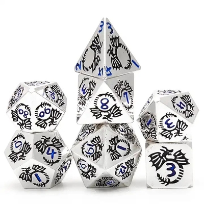 multi faceted solid metal dice set DND RPG Colorful Flying Dragon Crucho Board Game