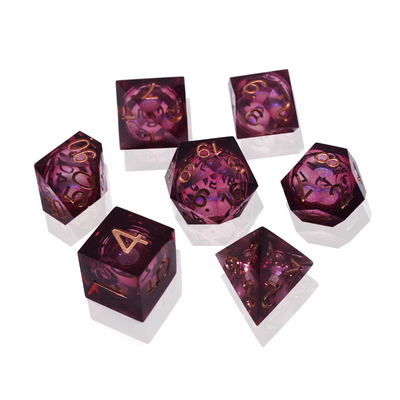 Red Flow Sand Liquid Resin Dice Set RPG DND COC Running Group