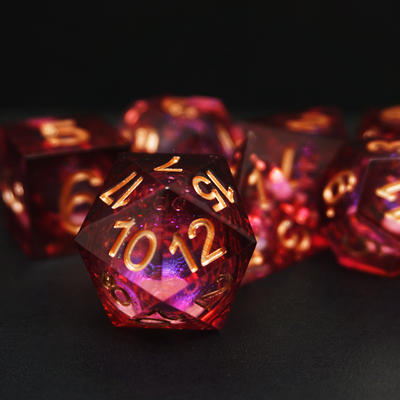 Red Flow Sand Liquid Resin Dice Set RPG DND COC Running Group