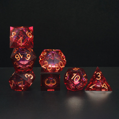 Red Flow Sand Liquid Resin Dice Set RPG DND COC Running Group