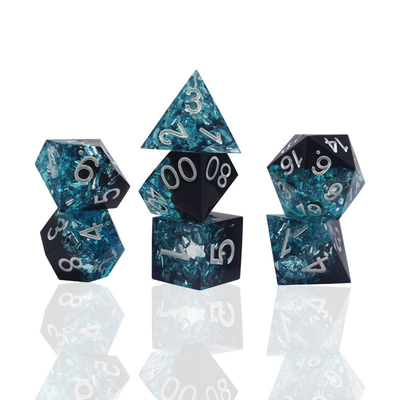 Blue Black Resin Material Dice Set Dragon And Dungeon Polyhedral