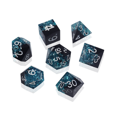 Blue Black Resin Material Dice Set Dragon And Dungeon Polyhedral
