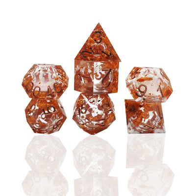 Yellow Flurry Line RPG Resin Dice Set Krusu DND For Gifts And Collections