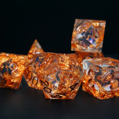 Yellow Flurry Line RPG Resin Dice Set Krusu DND For Gifts And Collections