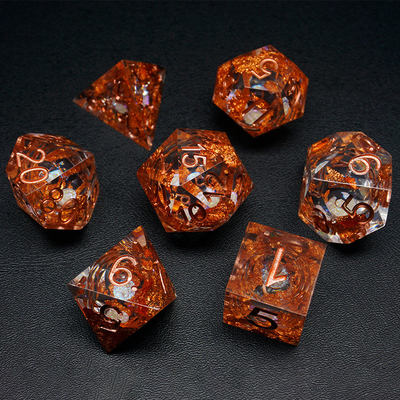 Yellow Flurry Line RPG Resin Dice Set Krusu DND For Gifts And Collections