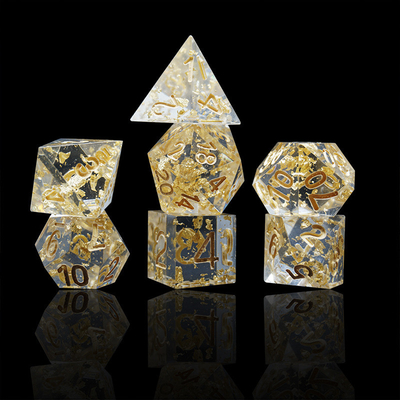 Handcraft Gold Foil Resin RPG Dice Set Dragon And Duct#Dnd#Rpg#Coc