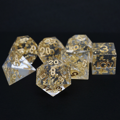 Handcraft Gold Foil Resin RPG Dice Set Dragon And Duct#Dnd#Rpg#Coc