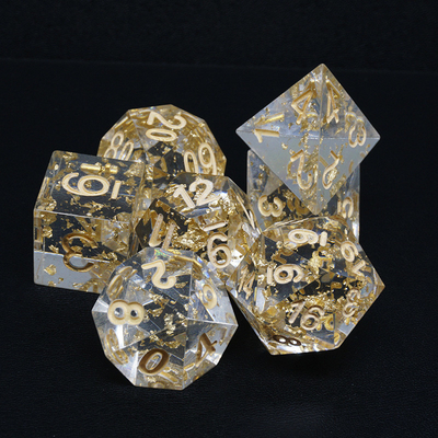 Handcraft Gold Foil Resin RPG Dice Set Dragon And Duct#Dnd#Rpg#Coc