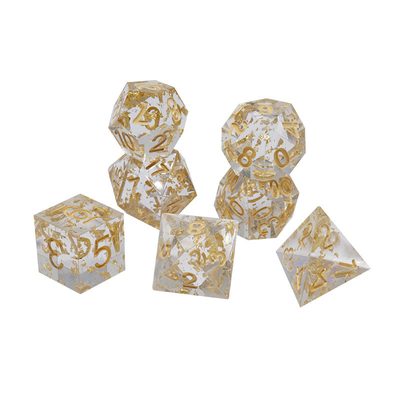Handcraft Gold Foil Resin RPG Dice Set Dragon And Duct#Dnd#Rpg#Coc