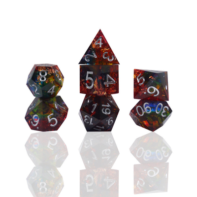 Red Gold Foil Resin Dice Set Handcraft Custom Color#Rpg#Dnd#Coc