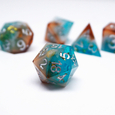 Gold Foil Resin Dice Set Digital Multi -Faceted Table Game #Rpg#Dnd#Coc