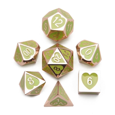 Green Peach Heart Metal Multi -Flag RPG Dice Set Dnd Coc  Luxury style