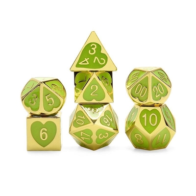 Green Peach Heart Metal Multi -Flag RPG Dice Set Dnd Coc  Luxury style