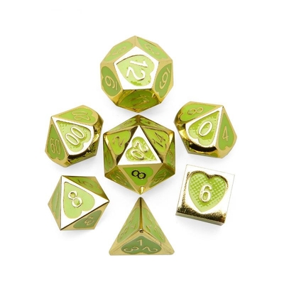 Green Peach Heart Metal Multi -Flag RPG Dice Set Dnd Coc  Luxury style
