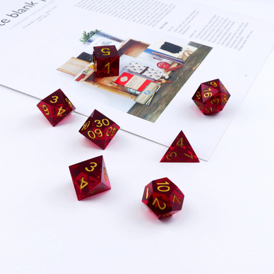 Red pomegranate natural resin dice set desktop game preferred magic domain adventure dnd dice