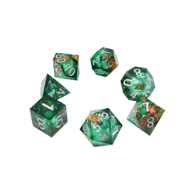 Green foil gold natural resin multi -faceted desktop game Dice Border Gate