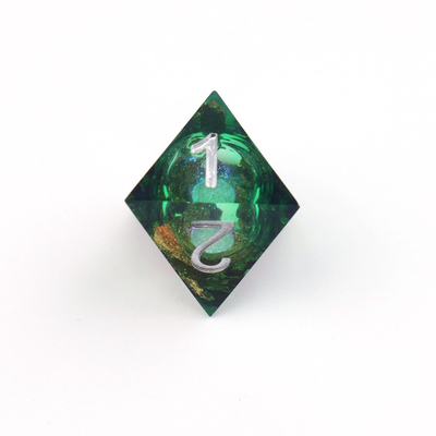 Green foil gold natural resin multi -faceted desktop game Dice Border Gate