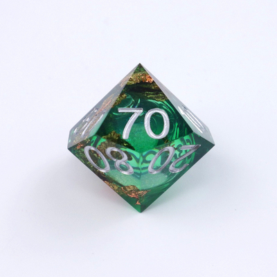 Green foil gold natural resin multi -faceted desktop game Dice Border Gate