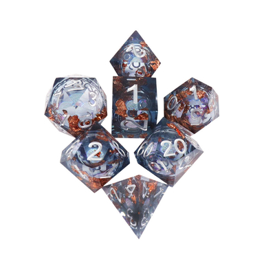 Grey foil gold natural resin multi -faceted desktop game Dice Border Gate