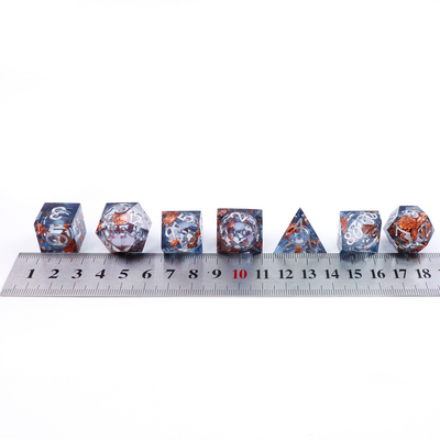 Grey foil gold natural resin multi -faceted desktop game Dice Border Gate
