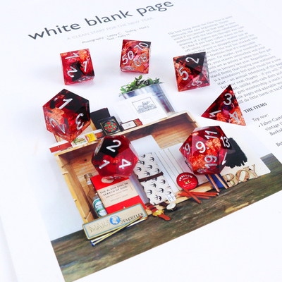 Red foil gold natural resin multi -faceted desktop game Dice Border Gate