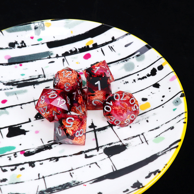 Red foil gold natural resin multi -faceted desktop game Dice Border Gate