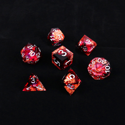 Red foil gold natural resin multi -faceted desktop game Dice Border Gate