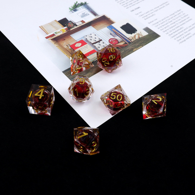 Pomegranate liquid natural resin multi -faceted tablet game dice set dnd dice
