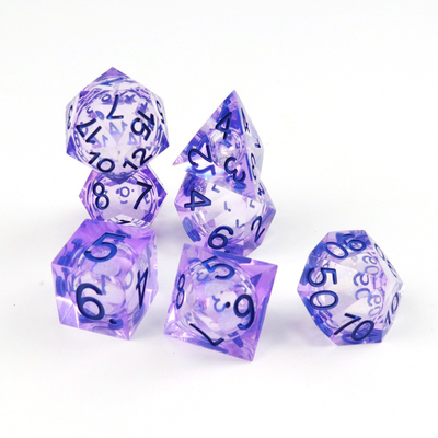 PurpleWhite flow sand sky number resin multi -faceted game dice suite dragon and dungeon city dnd dice
