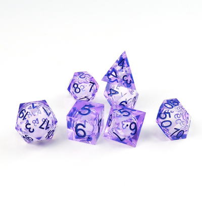 PurpleWhite flow sand sky number resin multi -faceted game dice suite dragon and dungeon city dnd dice