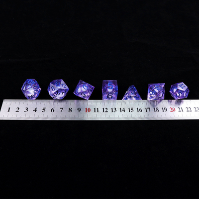 PurpleWhite flow sand sky number resin multi -faceted game dice suite dragon and dungeon city dnd dice