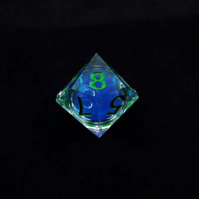 Transparent blue liquid natural resin desktop game dice set dnd dice