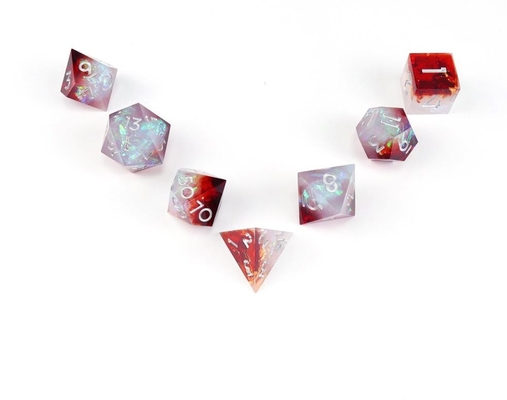White plus red ore resin desktop game dice set dnd dice