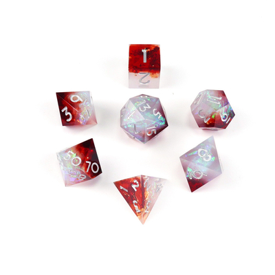 White plus red ore resin desktop game dice set dnd dice