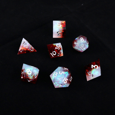 White plus red ore resin desktop game dice set dnd dice