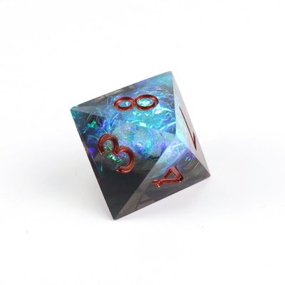 Blue plus black ore resin character plays a multi -noodle dice set dnd dice