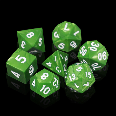 Green Marble Natural Resin RPG Dice Multi - Noodle Dnd Dice Set