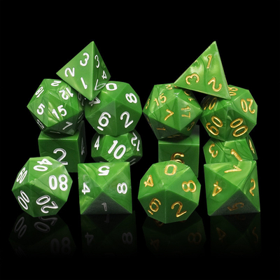 Green Marble Natural Resin RPG Dice Multi - Noodle Dnd Dice Set