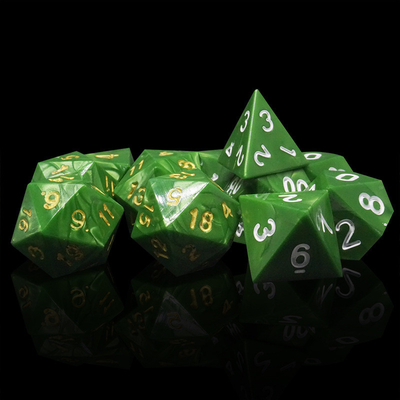 Green Marble Natural Resin RPG Dice Multi - Noodle Dnd Dice Set
