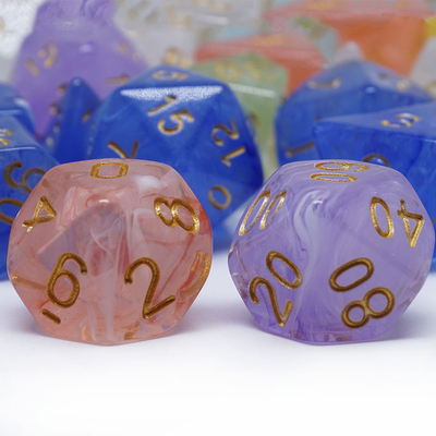 Sharp Edge Orange Smoke Multi Sided Resin Dice For Children Practice Mental Arithmetic Mathematics