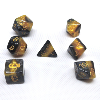 Yellow And Black Marble Resin RPG Dice Desktop Game Dice Set