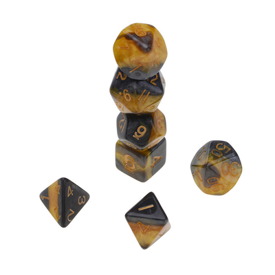 Yellow And Black Marble Resin RPG Dice Desktop Game Dice Set